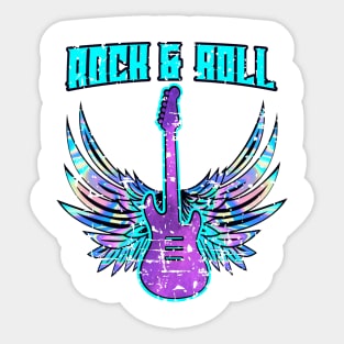 Rock and Roll ,Guitar and Angel Wings Sticker